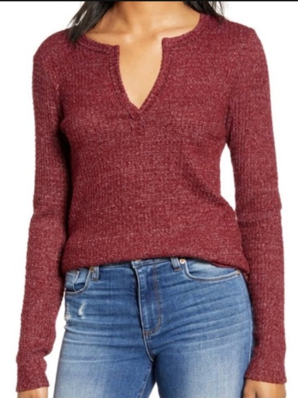 Nordstrom Socialite Long Sleeve Thermal Henley Top in Red, XXL, NEW WITH TAGS
